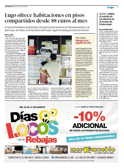 Lugo ofrece habitaciones en pisos compartidos desde 88 euros al mes